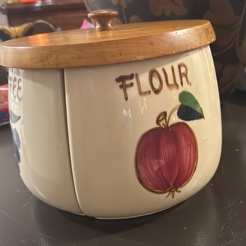Red and Cream Food Storage Canisters for Kitchen